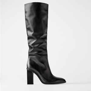 ZARA | SLOUCHY HIGH-HEEL LEATHER BOOTS